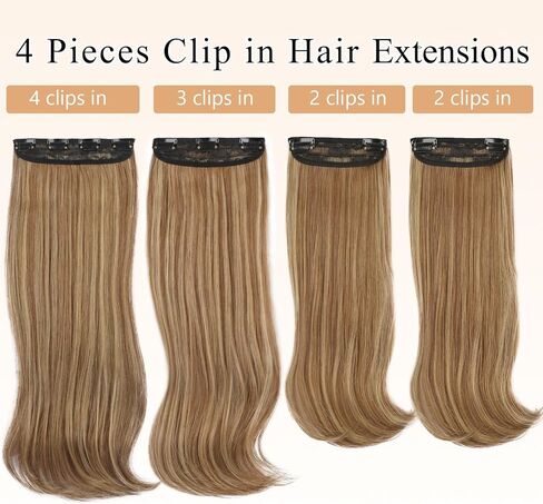 وصلات شعر بمشبك من FREEMEIGE، وصلات شعر سوداء للنساء وصلات شعر ذات طبقات مستقيمة صناعية مقاومة للحرارة وطويلة مموجة للاستخدام اليومي 20 بوصة in Kuwait