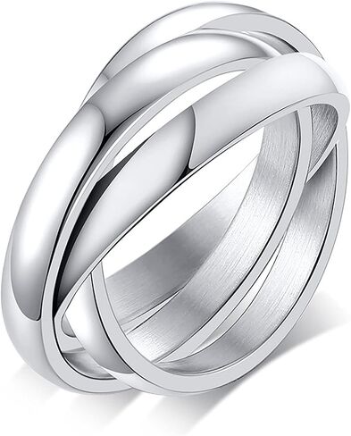 MYNENEY Women Minimalist Promise Ring Triple Interlocked Rolling Rings Size 4-12 in Kuwait