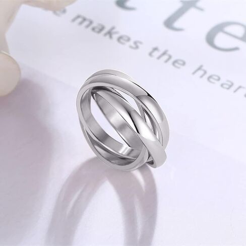 MYNENEY Women Minimalist Promise Ring Triple Interlocked Rolling Rings Size 4-12 in Kuwait