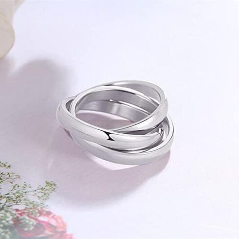 MYNENEY Women Minimalist Promise Ring Triple Interlocked Rolling Rings Size 4-12 in Kuwait