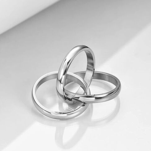 MYNENEY Women Minimalist Promise Ring Triple Interlocked Rolling Rings Size 4-12 in Kuwait