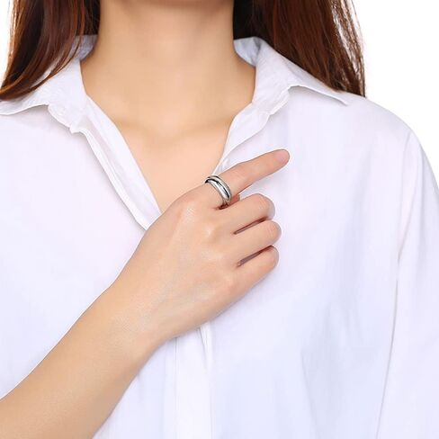 MYNENEY Women Minimalist Promise Ring Triple Interlocked Rolling Rings Size 4-12 in Kuwait