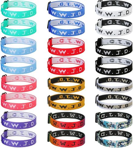 24Pcs W.W.J.D. Webbing Bracelets What Would Jesus Do Bracelets Christian Jesus Gifts Adjustable Colorful Handmade Religious Woven Wristbands for Fundraisers in Saudi Arabia
