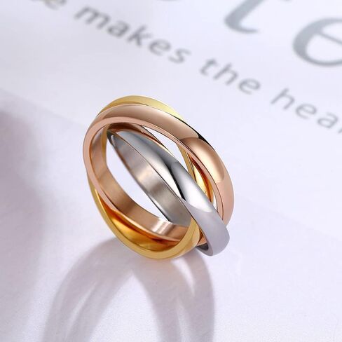 MYNENEY Women Minimalist Promise Ring Triple Interlocked Rolling Rings Size 4-12 in Kuwait