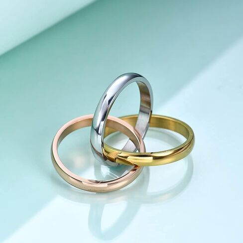 MYNENEY Women Minimalist Promise Ring Triple Interlocked Rolling Rings Size 4-12 in Kuwait