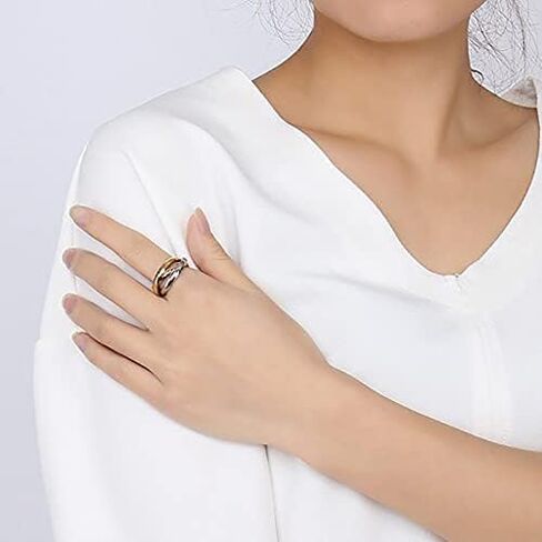 MYNENEY Women Minimalist Promise Ring Triple Interlocked Rolling Rings Size 4-12 in Kuwait
