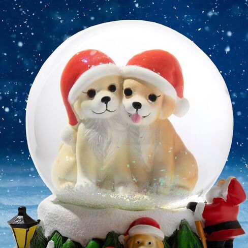 iHeartDogs Home for The Holidays Christmas Musical، Water Glittering Dog Snow Globe - يلعب 7 أغاني عطلة تقليدية بما في ذلك أجراس جلجل وأضواء متغيرة الألوان in Kuwait