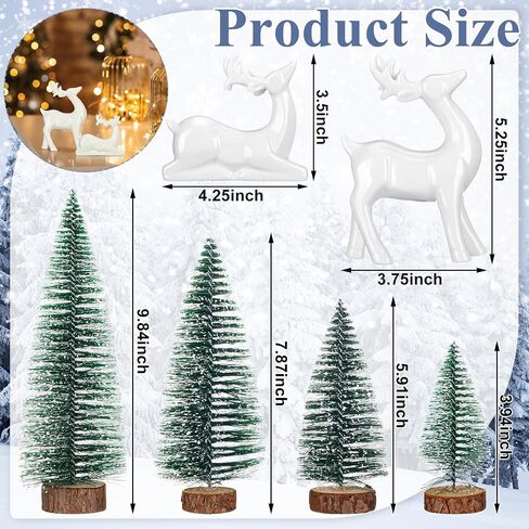 Wesiti 2 Pcs Ceramic Christmas Reindeer Figurines 4 Pcs Mini Christmas Pine Tree Reindeer Decor Deer Statue Sculpture Tabletop Ornaments for Home Mantel Shelves Decor in Saudi Arabia