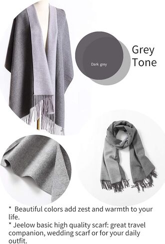 Jeelow Double-Sided Pashmina Shawl Wrap | Cashmere Feel Poncho Cape | Soft & Warm Women's Blanket Scarf in Kuwait