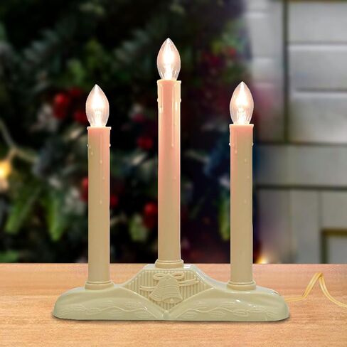 Vintage Christmas Candle Light-3 Light Electric Window Candle Light Ivory/Cream Candle Candolier with 4 C7 Bulbs(2 Spare) for Home Christmas Decorations Holiday Party in Saudi Arabia