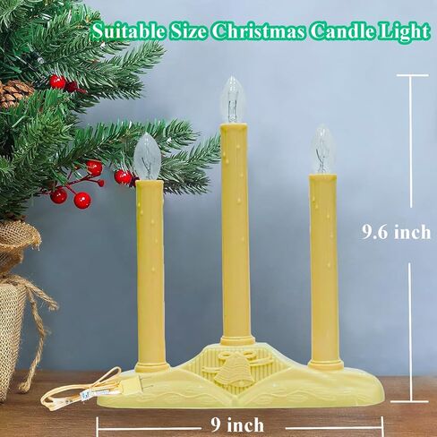 Vintage Christmas Candle Light-3 Light Electric Window Candle Light Ivory/Cream Candle Candolier with 4 C7 Bulbs(2 Spare) for Home Christmas Decorations Holiday Party in Saudi Arabia
