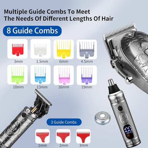 Lanumi Hair Clippers for Men Cordless Hair Trimmer Beard Trimmer/Nose Trimmer Professional T-Blade Trimmer USB Rechargeable Hair Cutting Grooming Kit Barber Clippers Set LED Display in Saudi Arabia