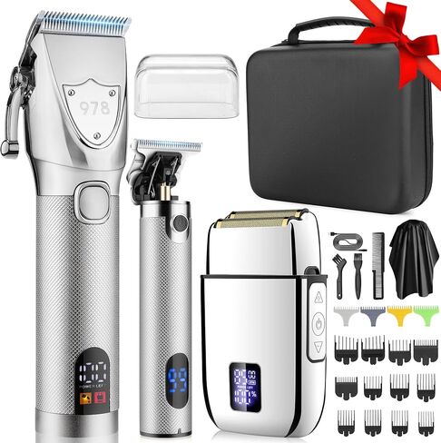 Lanumi Hair Clippers for Men Cordless Hair Trimmer Beard Trimmer/Nose Trimmer Professional T-Blade Trimmer USB Rechargeable Hair Cutting Grooming Kit Barber Clippers Set LED Display in Saudi Arabia