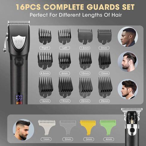 Lanumi Hair Clippers for Men Cordless Hair Trimmer Beard Trimmer/Nose Trimmer Professional T-Blade Trimmer USB Rechargeable Hair Cutting Grooming Kit Barber Clippers Set LED Display in Kuwait