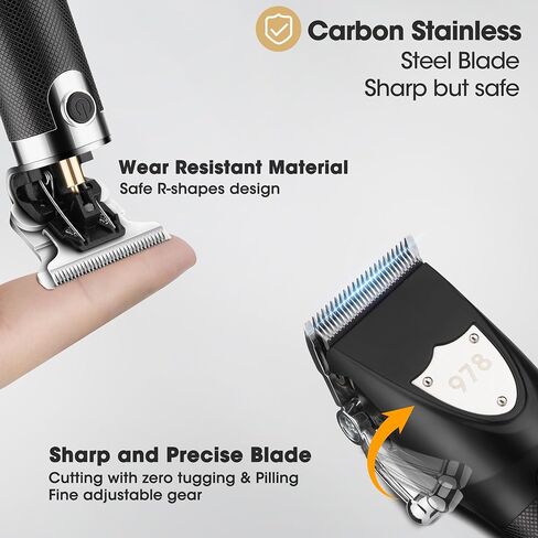 Lanumi Hair Clippers for Men Cordless Hair Trimmer Beard Trimmer/Nose Trimmer Professional T-Blade Trimmer USB Rechargeable Hair Cutting Grooming Kit Barber Clippers Set LED Display in Kuwait