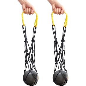 Riakrum 2 Pieces Shot Put Carrier Track and Field Equipment Net Shotput Bags for 8 lb Shot Put Ball Training Carry (Yellow and Black)