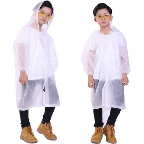 Portable Kids Rain Poncho,2 Pack Reusable Raincoat with Hoods and Sleeves, Durable, Lightweight for Outdoor Activities，Raincoat for Camping Hiking Traveling Backpacking
