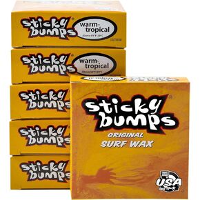 Sticky Bumps Warm/Tropical Water Surfboard Wax, White, 6 Pack