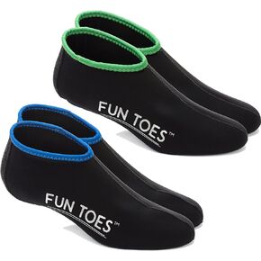 FUN TOES 2.5mm Neoprene Fin Socks for Water Sports Snorkeling, Scuba Diving, Paddling, Boarding, Jetskiing 2 Pairs