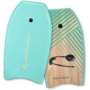 Reed Body Board 33 Inches Bodyboard Body Boards for Beach Kids Lightweight EPS Core Dual Channel Double Swivel Coiled Wrist Leash for All Surfing Levels