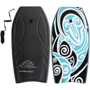 41'' Professional Boogie Board / Bodyboard for Kids and Adults - Heavy Durable for Beach. Premium EPO Core with Dual Fiberglass Stringers and Smooth Slick HDPE Bottom
