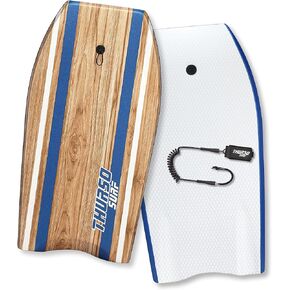 THURSO SURF Quill 42'' Bodyboard Lightweight Durable EPS Core IXPE Deck HDPE Slick Bottom FRP Stringer Crescent Tail Dual Channel Plastic Mesh with Double Stainless Steel Swivel Coiled Wrist Leash