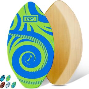 BPS New Zealand ‘Koru’ Skimboard with Colored EVA Grip Pad and High Gloss Clear Coat Wooden Skim Boards for Kids and Adults | Choose from 3 Sizes and Traction Pad Color
