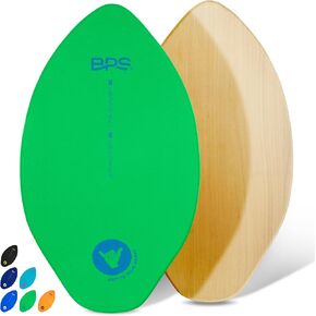 BPS New Zealand 'Shaka' Skimboard with Colored EVA Grip Pad and High Gloss Clear Coat | Wooden Skim Board with Grip Pad for Kids and Adults | Choose from 3 Sizes and Traction Pad Color in Kuwait