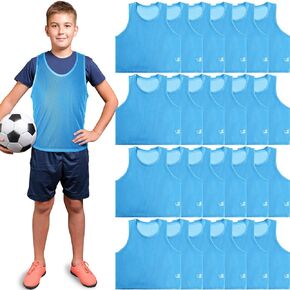 Yahenda 24 Pcs Nylon Mesh Scrimmage Team Practice Vests Pinnies Jerseys for Children Youth Sports Basketball Soccer Football