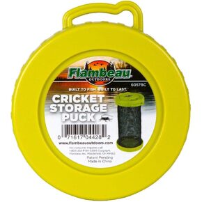 Flambeau Outdoors 6057BC Cricket Storage Puck, Portable Netted Cricket Fishing Bait Storage, Lime Green/Black Net