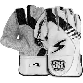 SS Match Cricket Premium Wicket Keeping Gloves - (White, Blue Color, Red Color) - Adult Size