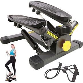 Twist Stepper with Resistance Bands, Stepper Machine with 300LBS Weight Capacity, Mini Stepper for Full Body Workout, Adjustable Step Height, Smooth and Quiet, Step Machine for Men Women