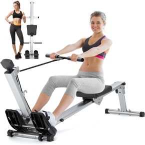 Rowing Machine for Home Use, LUBBYGIM Rowing Machine Foldable Rower with LCD Monitor - Hyper-Quiet & Smooth - 2024 Upgraded Version with 300LBS Loading Capacity