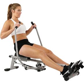 Sunny Health & Fitness Smart Compact Full Motion Rowing Machine, Full-Body Workout, Low-Impact, Extra-Long Rail, 350 LB Weight Capacity and Optional SunnyFit® App Enhanced Connectivity