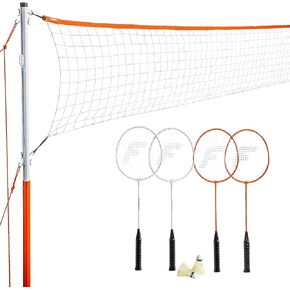 Franklin Sports Badminton Net Sets - Outdoor Backyard + Beach Badminton Net + Equipment Set - (4) Rackets + (2) Birdies + Portable Net Included - Adults + Kids Set