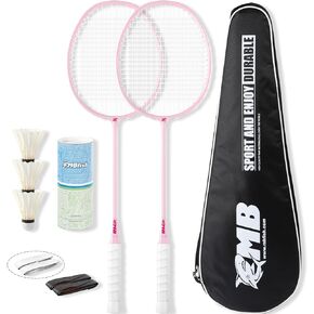 Badminton Racket Set with 2 Carbon Fiber Rackets, 3 Shuttlecocks, 2 Racket Grip Tapes and 1 Badminton Bag - Perfect for Beginners & Outdoor Games