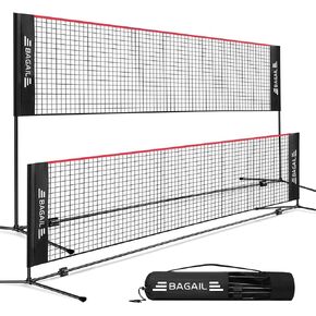 BAGAIL Badminton Net, Height Adjustable Kids Volleyball Net, Foldable Nylon Net 10 ft/14ft/17ft Wide, Tennis Net, Small Pickleball Net for Backyard Game and Indoor Outdoor Use, Easy Setup