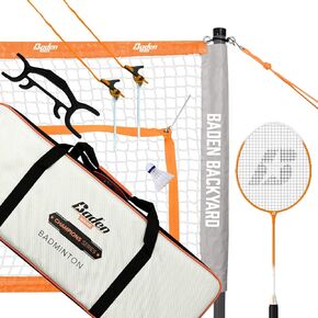 Baden | Champions | Portable Badminton Set | Regulation Net + 3 Shuttlecocks + 4 Racquets + 1 Boundary + 1 Carry Bag