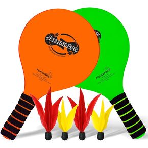 Funsparks Paddle Ball Jazzminton Game - All-Season Indoor/Outdoor Racquet Game for Active Play