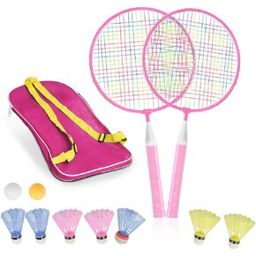 Badminton Rackets for Children,12 in 1 Shuttlecocks Racquet Sports Set w/Lightweight Carrying Bag for Kids Professionals Beginner Players Indoor Outdoor Sport Game