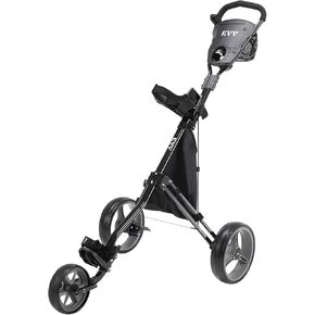 KVV Foldable Lightweight 3 Wheel Golf Cart with Stylish Scorecard Holder, Storage Bag-Easy to Open and Close