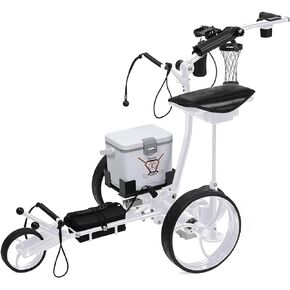 The Pro Wireless Remote Control Electric Golf Cart, Built-in 6 Pack Cooler, Seat, USB Port and Holders, 12V Lithium Battery Lasts 27 Holes.
