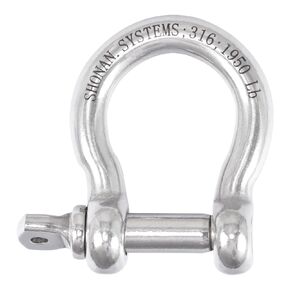 SHONAN 5/16" Bow Shackles, Heavy Duty D Ring Shackle Marine Grade, 4 Pcs Stainless Steel Boat Anchor Kit Screw Shackles for Chain or Strap, 880 Lbs Capacity