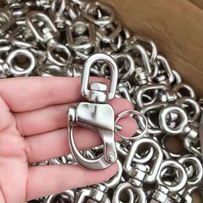 4 Pack Swivel Eye Snap Shackle, Quick Release 316 Stainless Steel Marine Sailboat Shackles for Sailing Rigging SCBA Mask Halyard Panic Snap Spinnaker Clip
