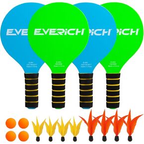 EVERICH TOY Beach Paddle Ball for Kids & Adults, Wooden Racket Paddle Game Set, Indoor and Outdoor Racquet Sport, Fun Backyard or Lawn Activity
