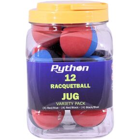 Python RG Multi Colored Racquetballs (Value Pack - 12 Ball Jug/Endorsed by Racquetball Legend Ruben Gonzalez!)