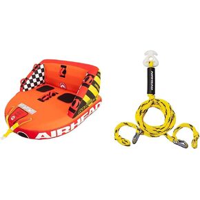 Airhead Big Mable Towable 1-2 Rider Tube for Boating and Water Sports, Heavy Duty Full Nylon Cover with Zipper, EVA Foam Pads, Patented Speed Safety Valve for Inflating & Deflating, Dual Tow Points