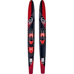 HO Sports Excel Combo Waterskis with Adjustable Horseshoe, Rear Toe Set Bindings,140 lbs +, Max Speed 26 mph, Red/Black