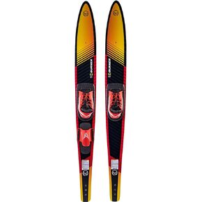 HO Sports Burner Combo Waterskis with Blaze Bindings, 140 lbs+, Max Speed 26 mph, Gold/Black