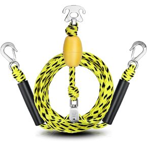 Watersports Tow Harness, Heavy Duty Each 6.4ft Boat Tow Rope with Stainless Steel D Rings and Quick Connector Clip for Towing Towable Tube, Water ski, Wakeboard, and kneeboard